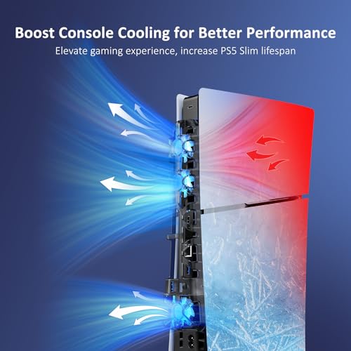 NexiGo PS5 Slim Silent Enhanced Cooling Fan Efficient Cooling System for Both PS5 Slim Disc and Digital Editions Adjusta