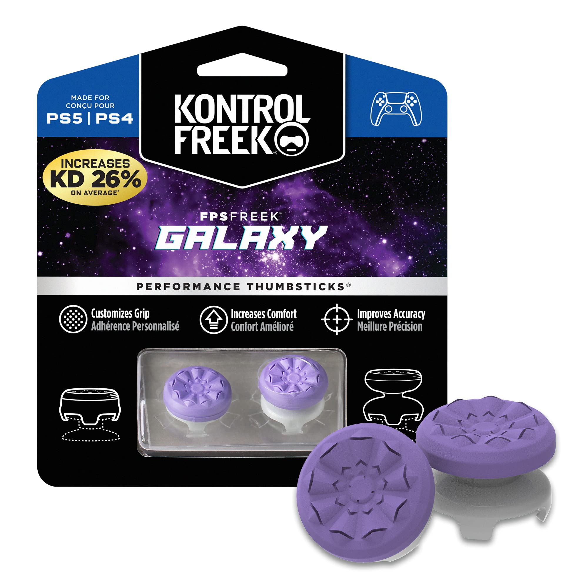 KontrolFreek FPS Freek Galaxy Purple for PS4 and PS5 | Performance Thumbsticks | High-Rise and Mid-Rise | Trending on Am